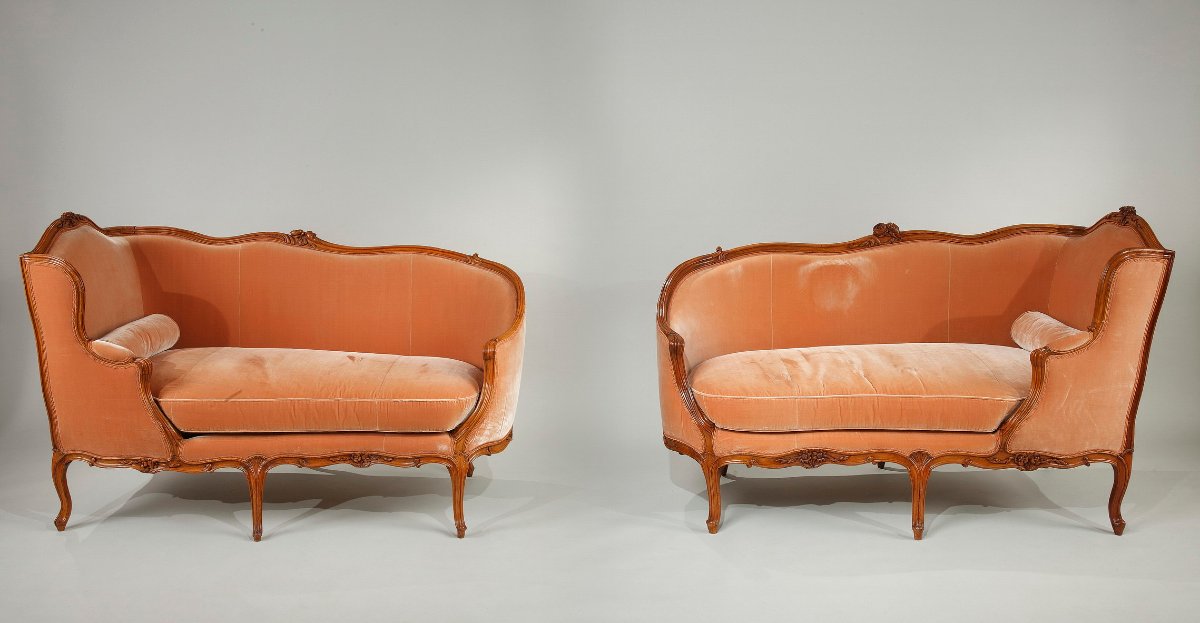 Rare Pair Of "veilleuse" Sofas Attributed To Louis Delanois