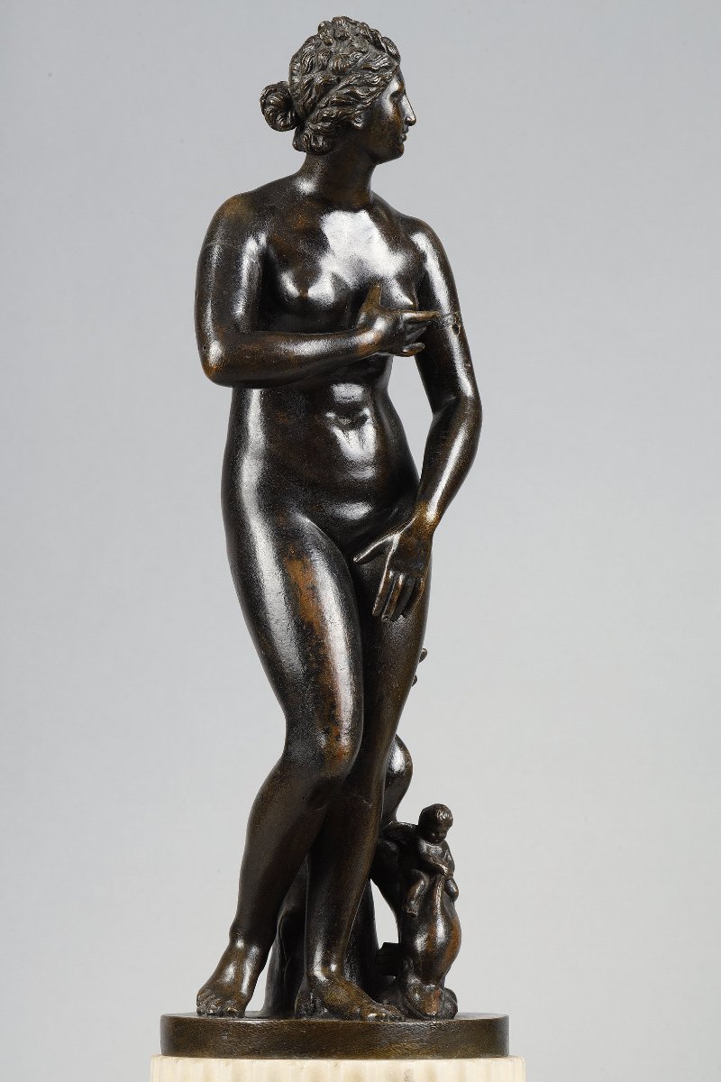 Paire de bronzes fin XVIIIe représentant  la Vénus de Médicis et Apollon-photo-1