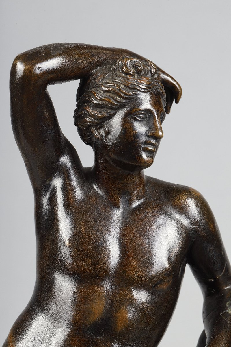 Paire de bronzes fin XVIIIe représentant  la Vénus de Médicis et Apollon-photo-5