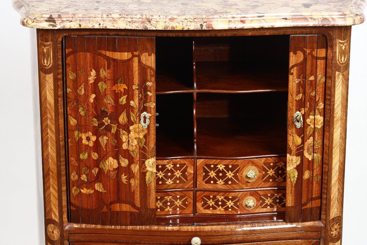 Rare Small Louis XV Period Tambour-front Secretary Stamped By Adrien Delorme-photo-4