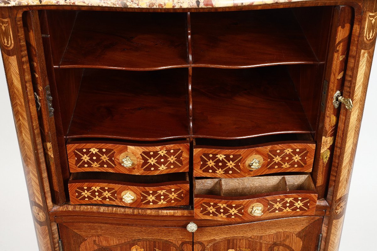 Rare Small Louis XV Period Tambour-front Secretary Stamped By Adrien Delorme-photo-4