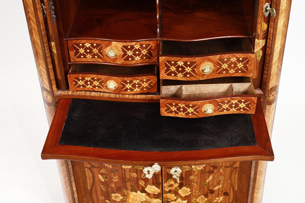 Rare Small Louis XV Period Tambour-front Secretary Stamped By Adrien Delorme-photo-5