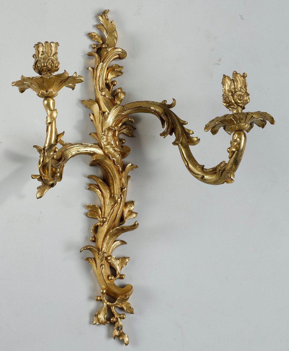 Paire d’appliques Louis XV au C couronné-photo-2