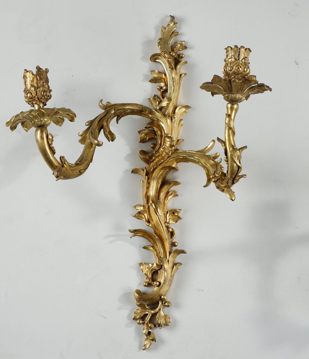 Paire d’appliques Louis XV au C couronné-photo-3