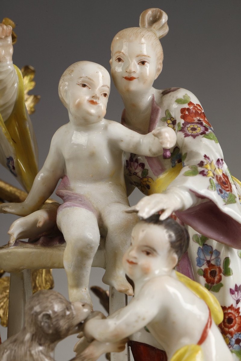 Set Of Large Meissen Figures, Louis XV Period-photo-3
