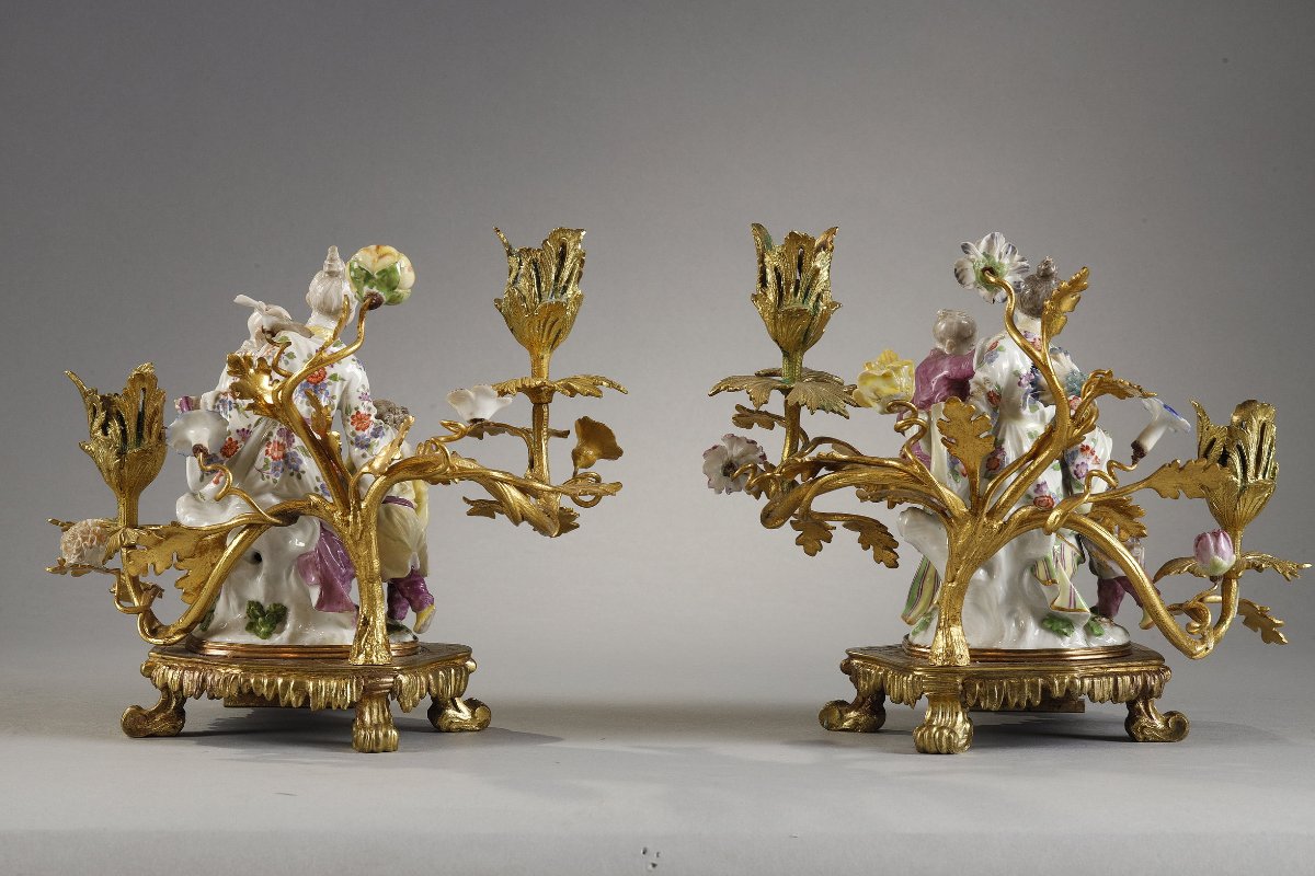 Set Of Large Meissen Figures, Louis XV Period-photo-5