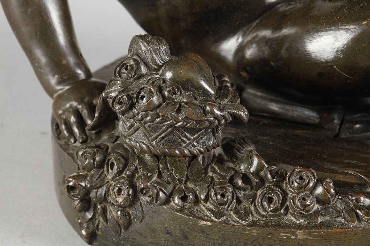 Paire de groupe de Putti en bronze fin XVIIIe-photo-3