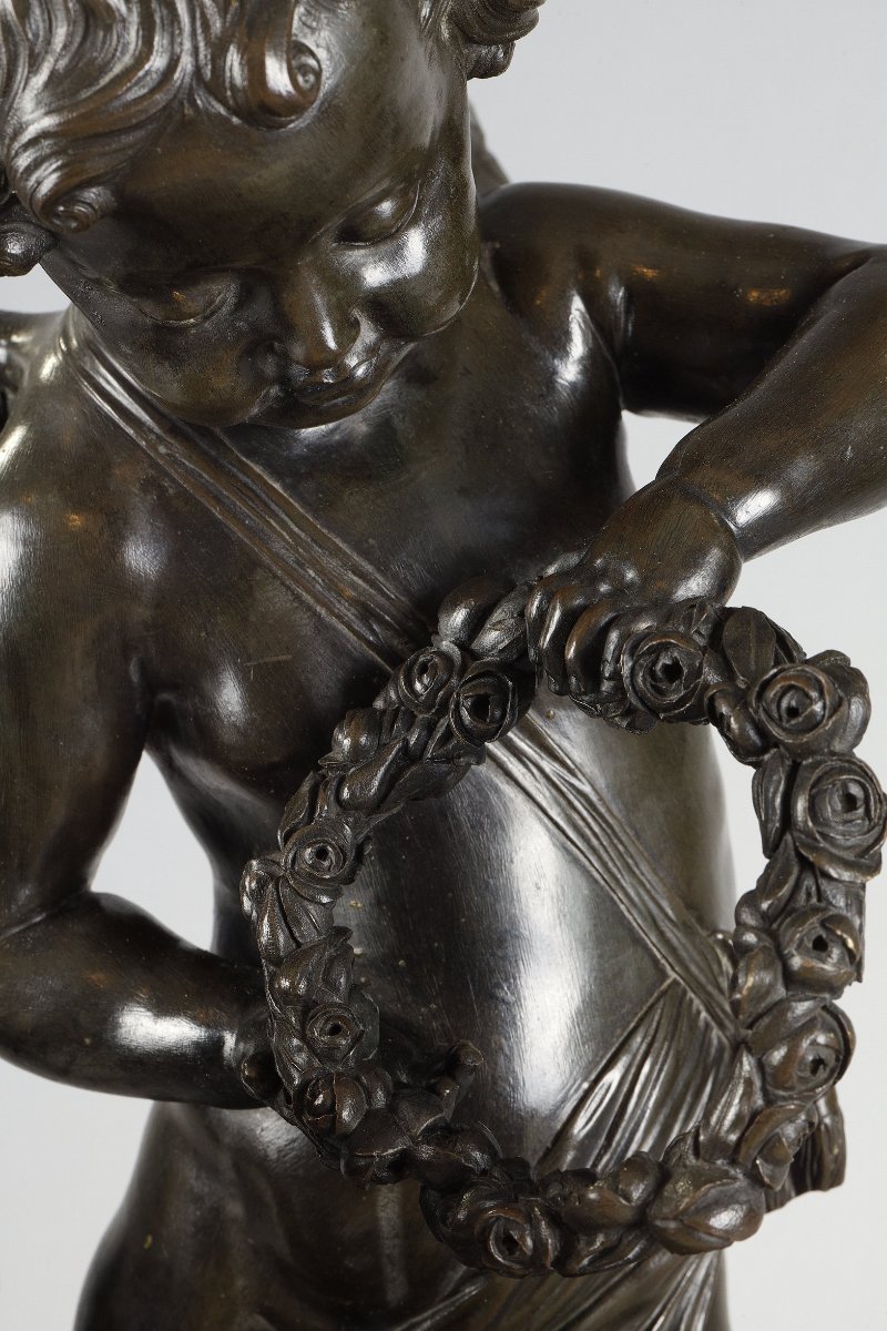 Paire de groupe de Putti en bronze fin XVIIIe-photo-5