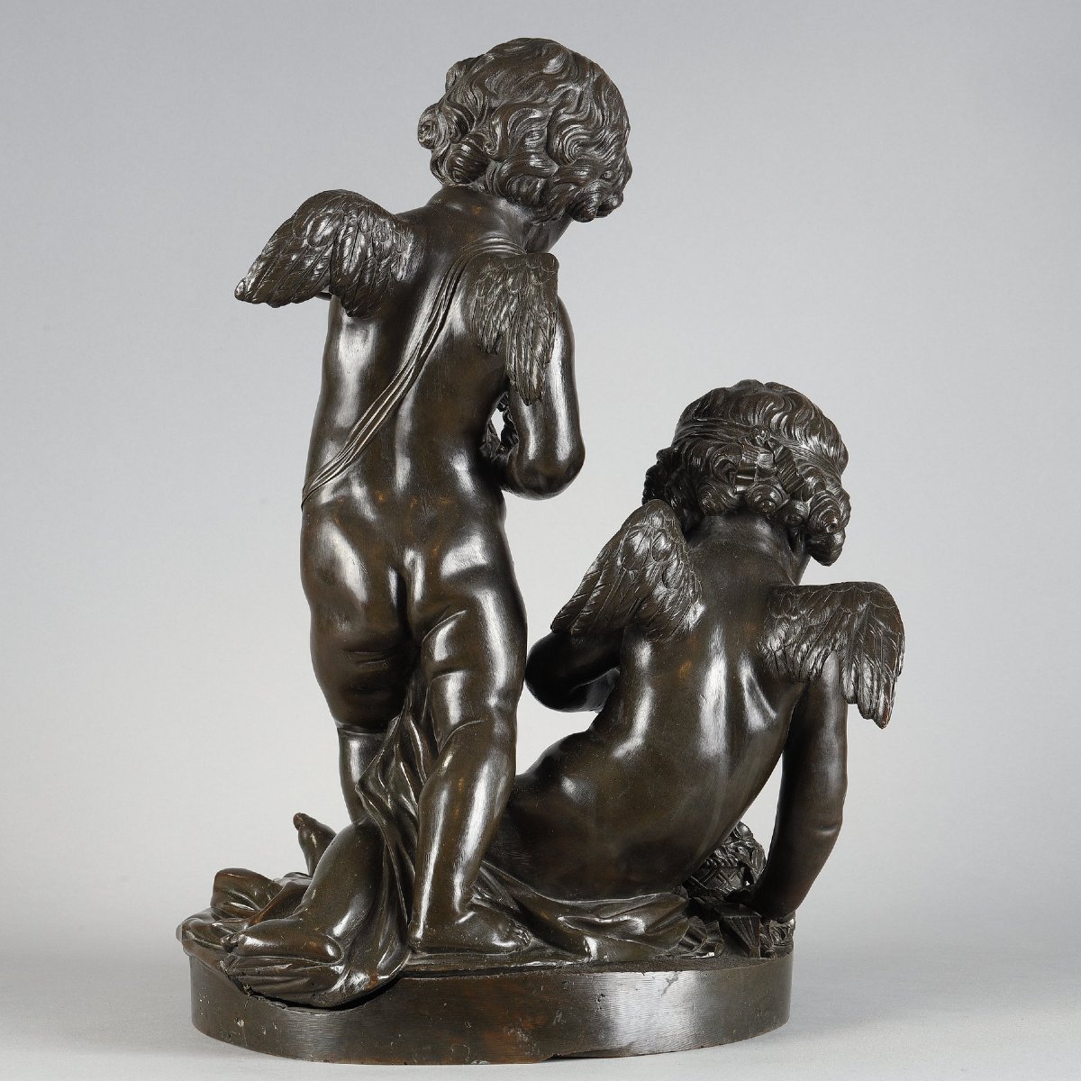 Paire de groupe de Putti en bronze fin XVIIIe-photo-8