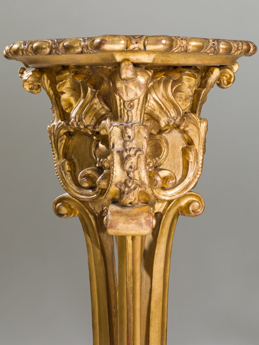 Rare Pair Of Monumental Gilt-wood Torchère Stands, Baltic Work, Early 18th Century.-photo-3
