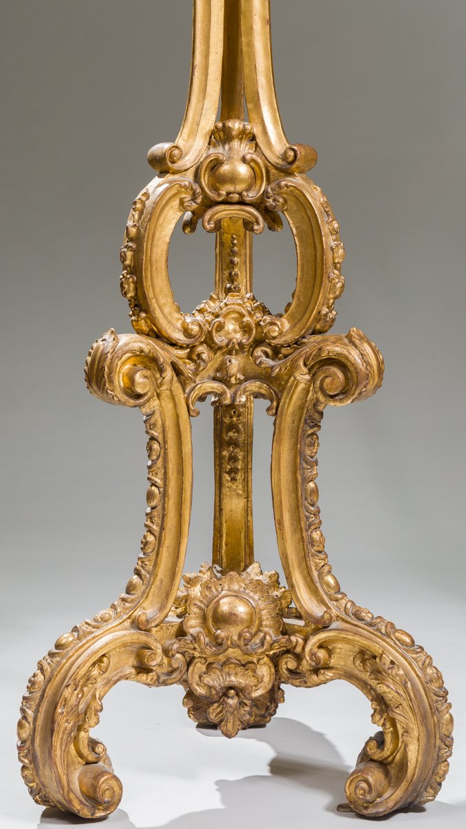 Rare Pair Of Monumental Gilt-wood Torchère Stands, Baltic Work, Early 18th Century.-photo-2