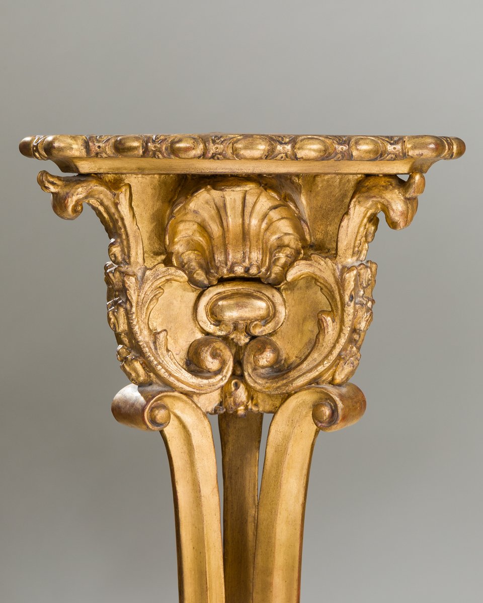 Rare Pair Of Monumental Gilt-wood Torchère Stands, Baltic Work, Early 18th Century.-photo-8