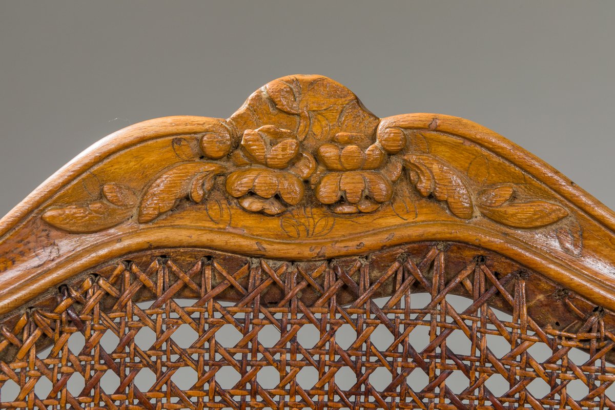 Paire de fauteuils cannés, attribué à Nogaret, époque L XV-photo-2