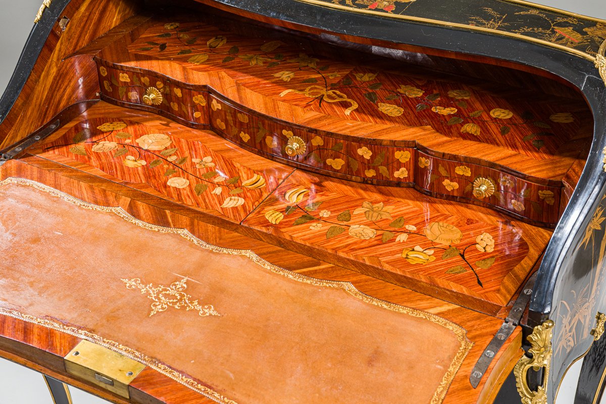 Bureau de pente en laque européenne d'époque Louis XV attribué à Jacques Dubois-photo-3