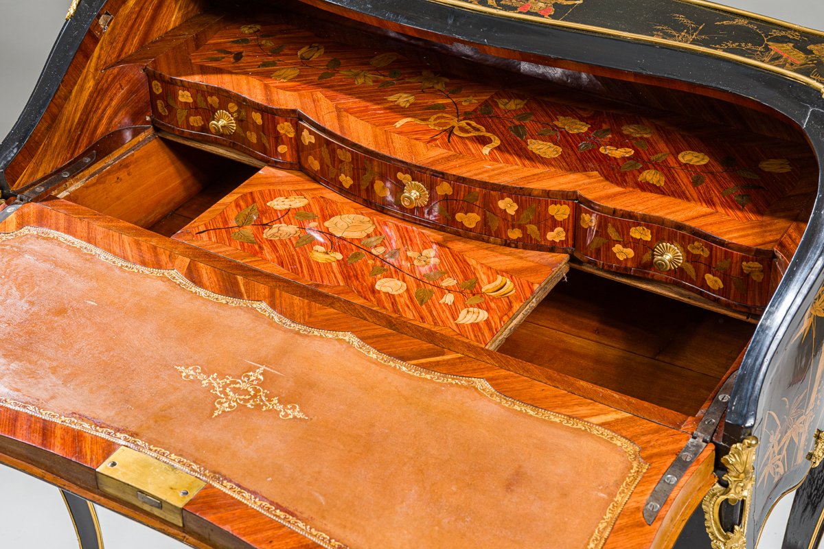 Bureau de pente en laque européenne d'époque Louis XV attribué à Jacques Dubois-photo-5