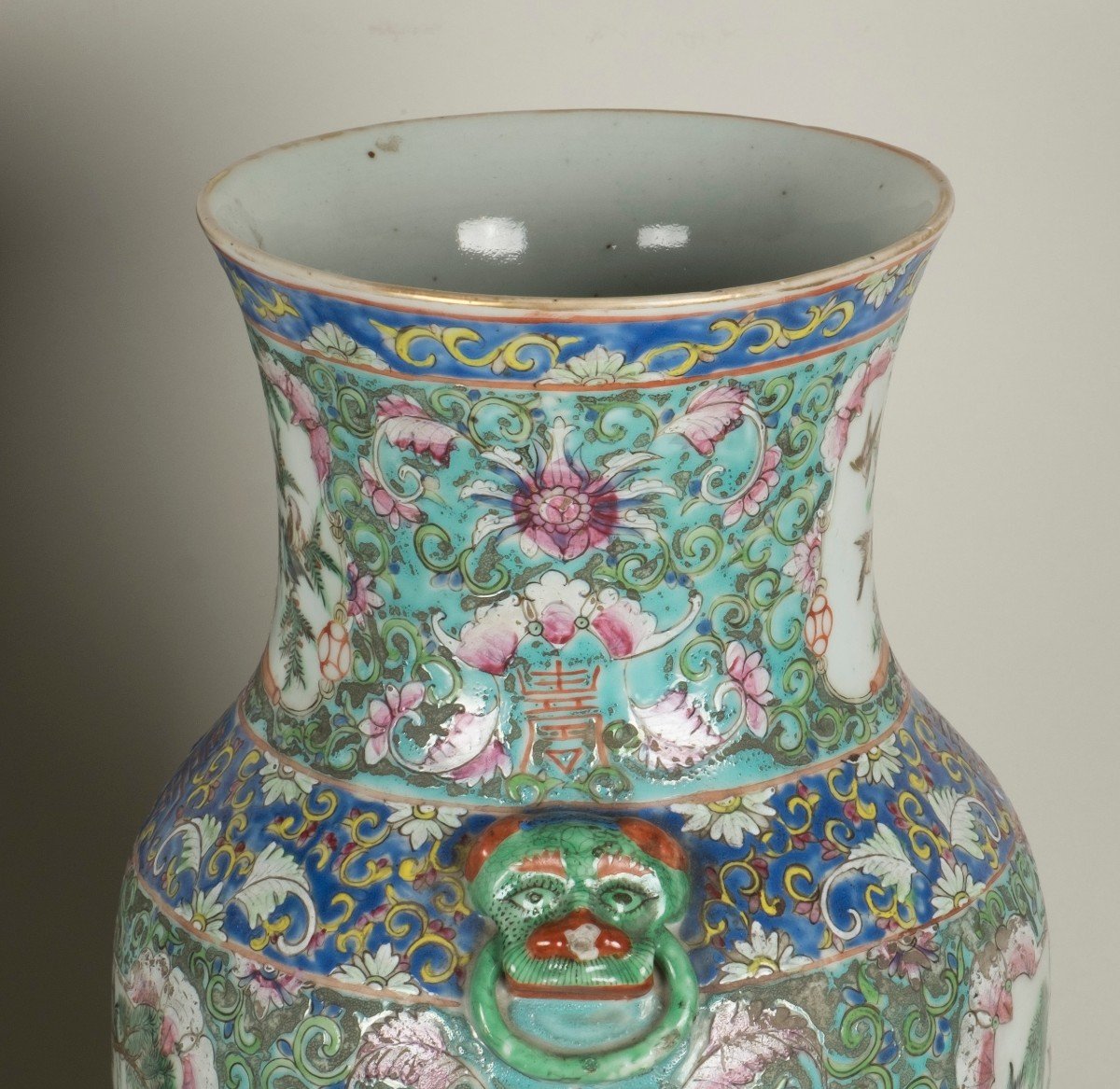 Pair Of Chinese Porcelaine From Canton Vases-photo-2
