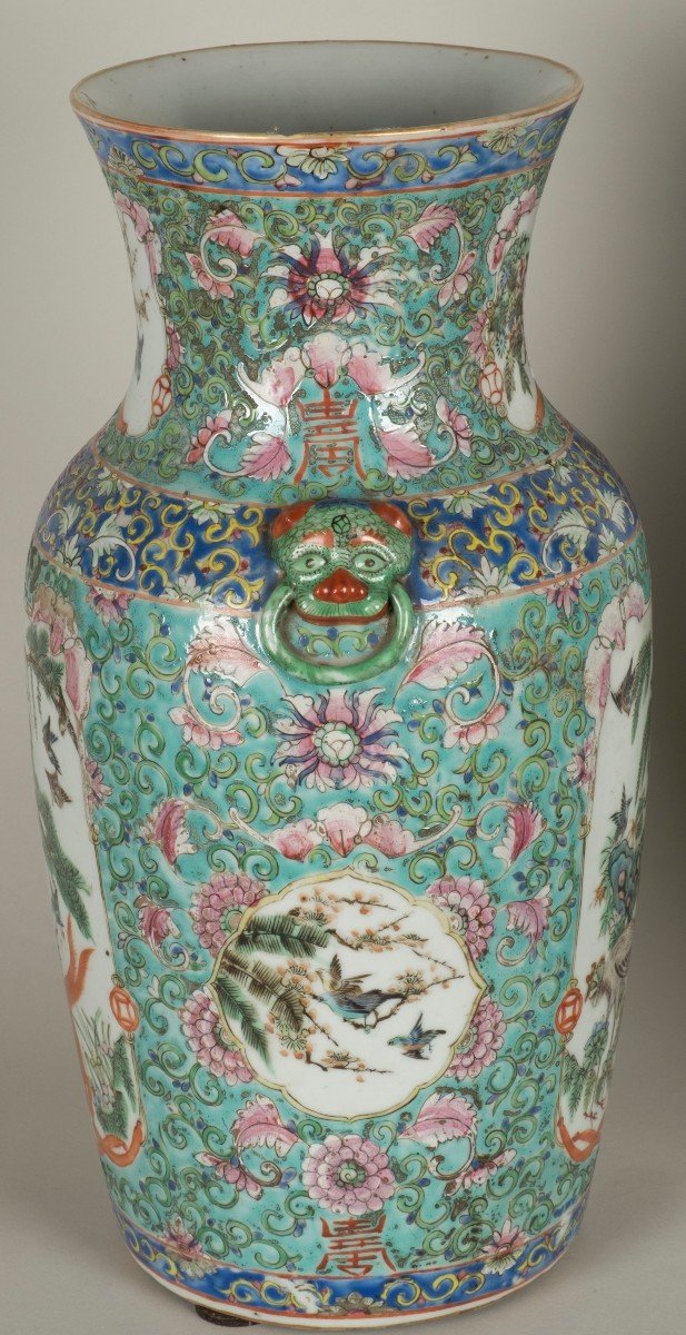 Pair Of Chinese Porcelaine From Canton Vases-photo-4