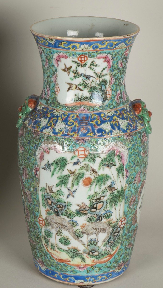 Pair Of Chinese Porcelaine From Canton Vases-photo-6