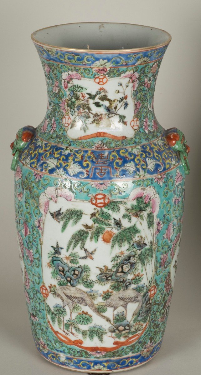 Pair Of Chinese Porcelaine From Canton Vases-photo-7