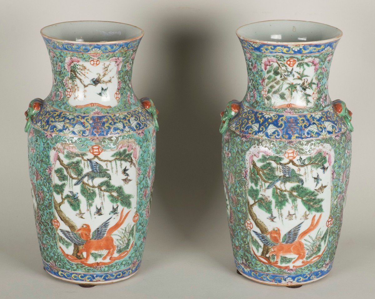 Pair Of Chinese Porcelaine From Canton Vases
