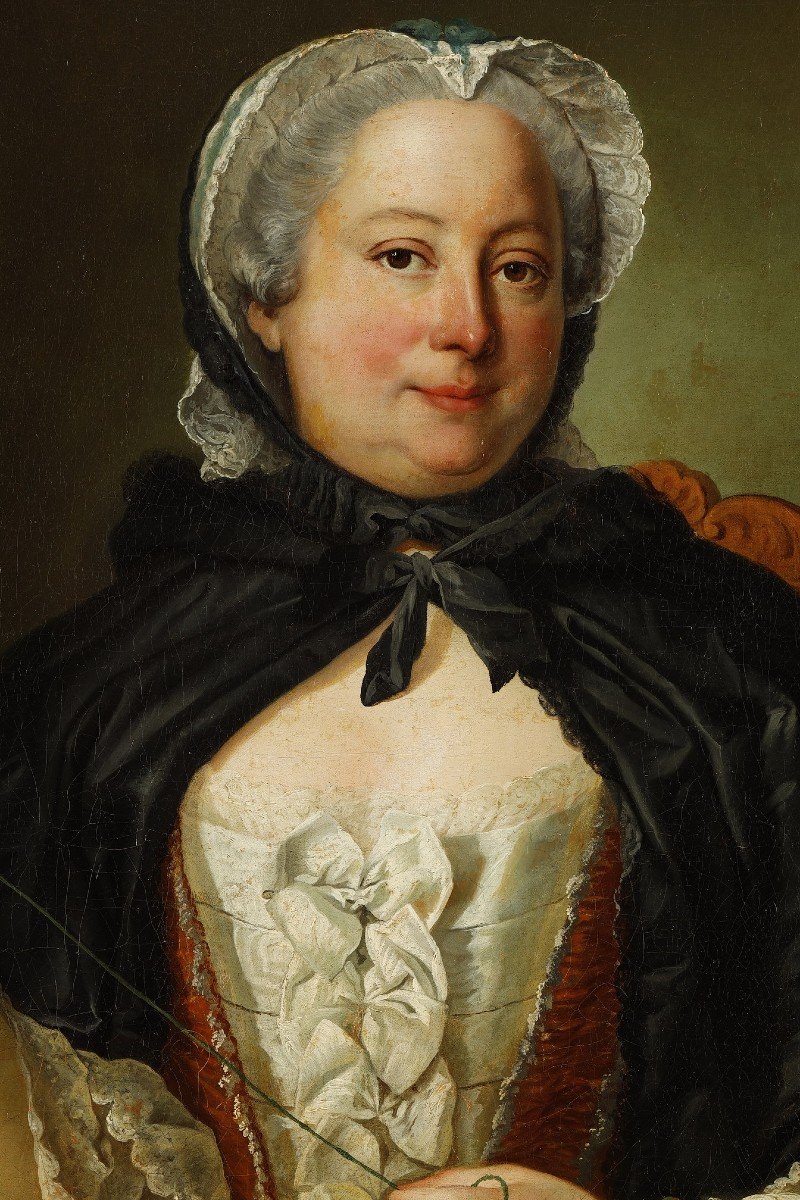 Portrait d'Une Femme Tenant Un Fil Par Carle Van Loo-photo-3
