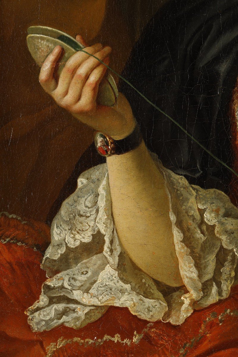Portrait d'Une Femme Tenant Un Fil Par Carle Van Loo-photo-4