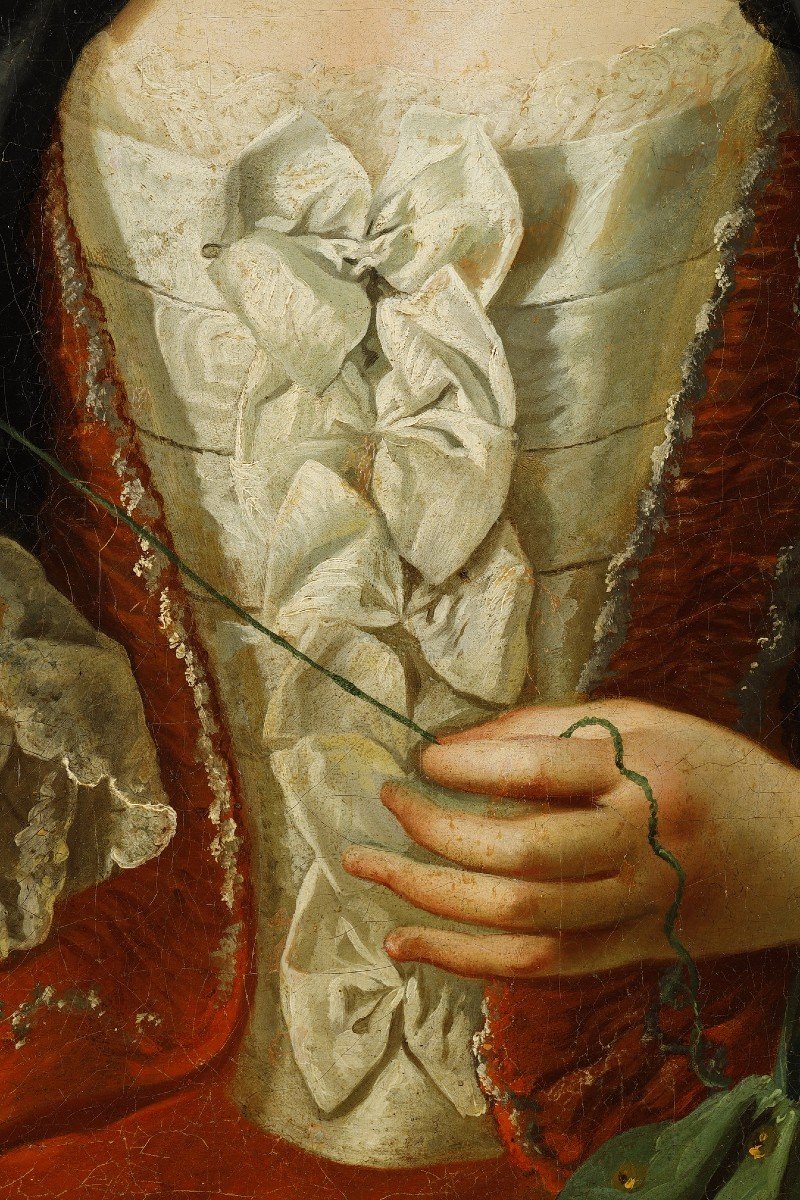 Portrait d'Une Femme Tenant Un Fil Par Carle Van Loo-photo-3