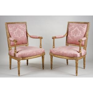 Pair Of Cabriolet Armchairs Attributed To Georges Jacob