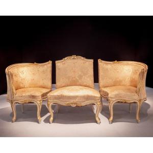 Louis XV Sofa In 3 Parts, Attributed To Etienne Meunier