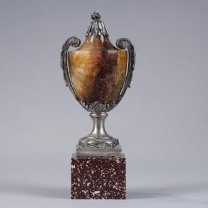 Small Urn Vase In Blue-john, Silver And Porphyry