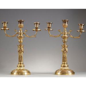  Grande Paire De Candélabres d'époque Louis XVI