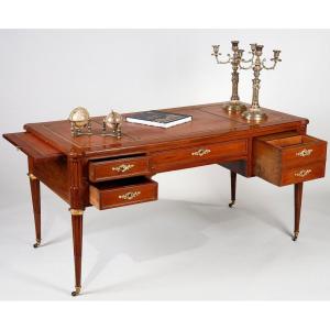 Large Louis XVI Mahogany "bureau Plat", Attributed To Fidelys Shey