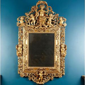  Very Large Italian Mirror With Allegories Of Abundance And Music