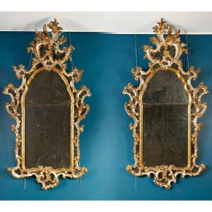 Pair Of Large Italian Mirrors, With Reserves, 18th Century