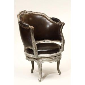 Fauteuil de bureau d’époque Louis XV  à assise tournante