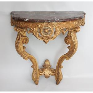 Console Régence murale en bois doré