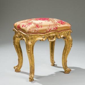 Elégant tabouret vénitien en bois sculpté et doré, XVIIIe siècle