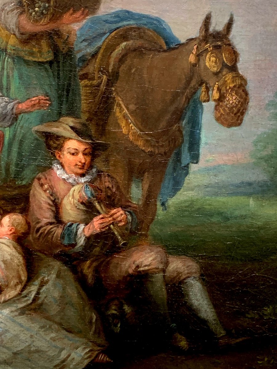 La Vendange. Huile Toile 65x49. Entourage De Jean-Baptiste Pater.-photo-4