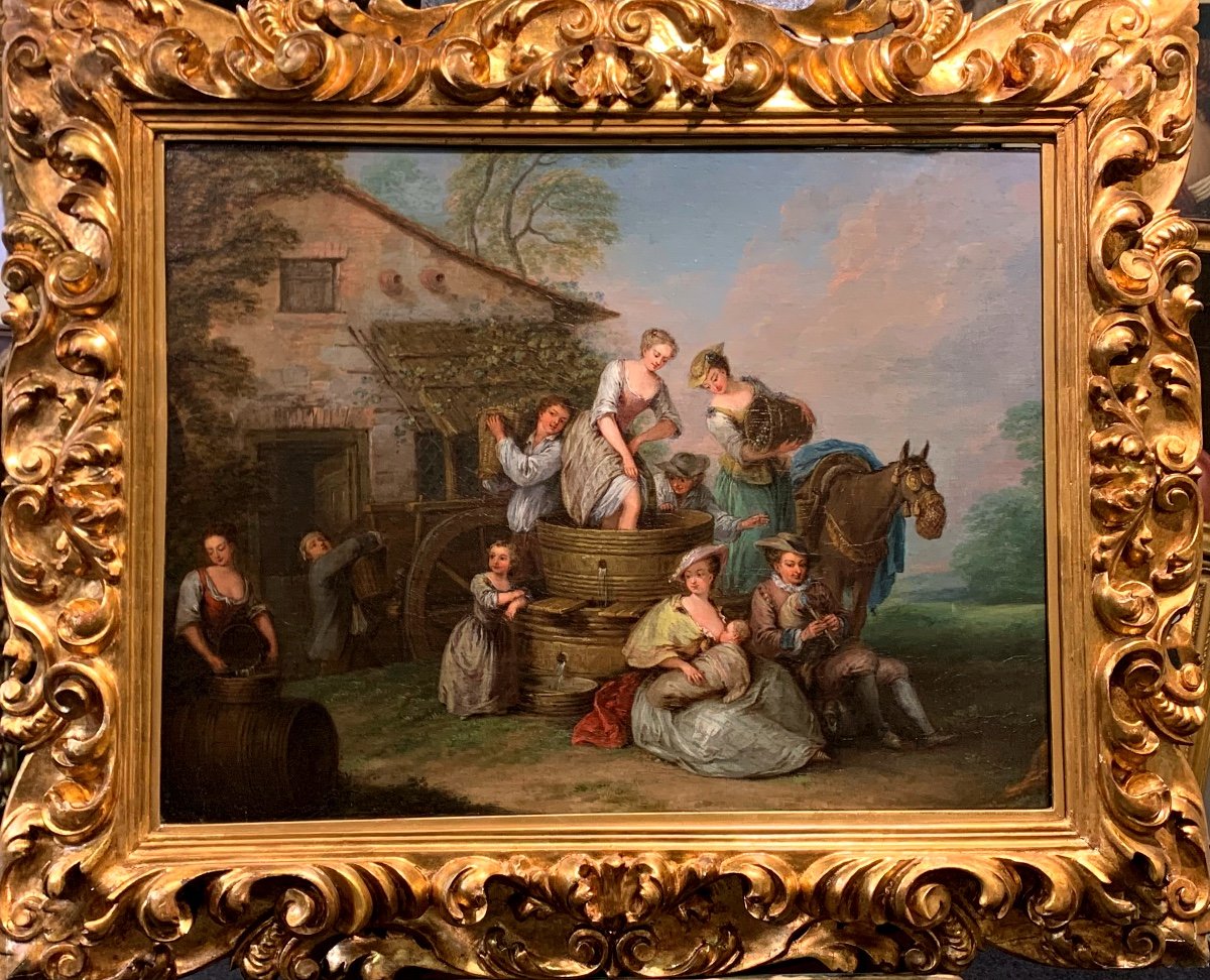 La Vendange. Huile Toile 65x49. Entourage De Jean-Baptiste Pater.