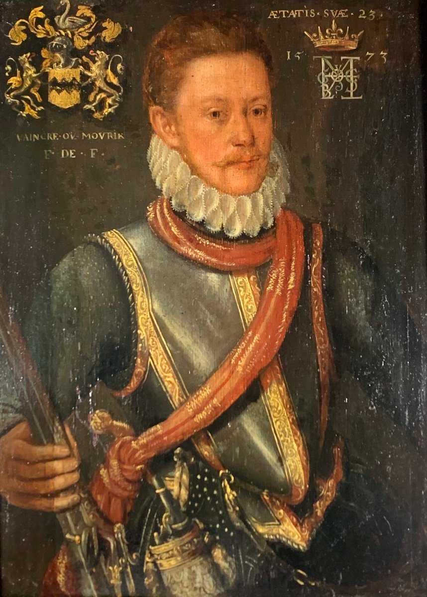 Portrait Of A Nobleman In Armour. Oil Panel 39x40.dated 1573.