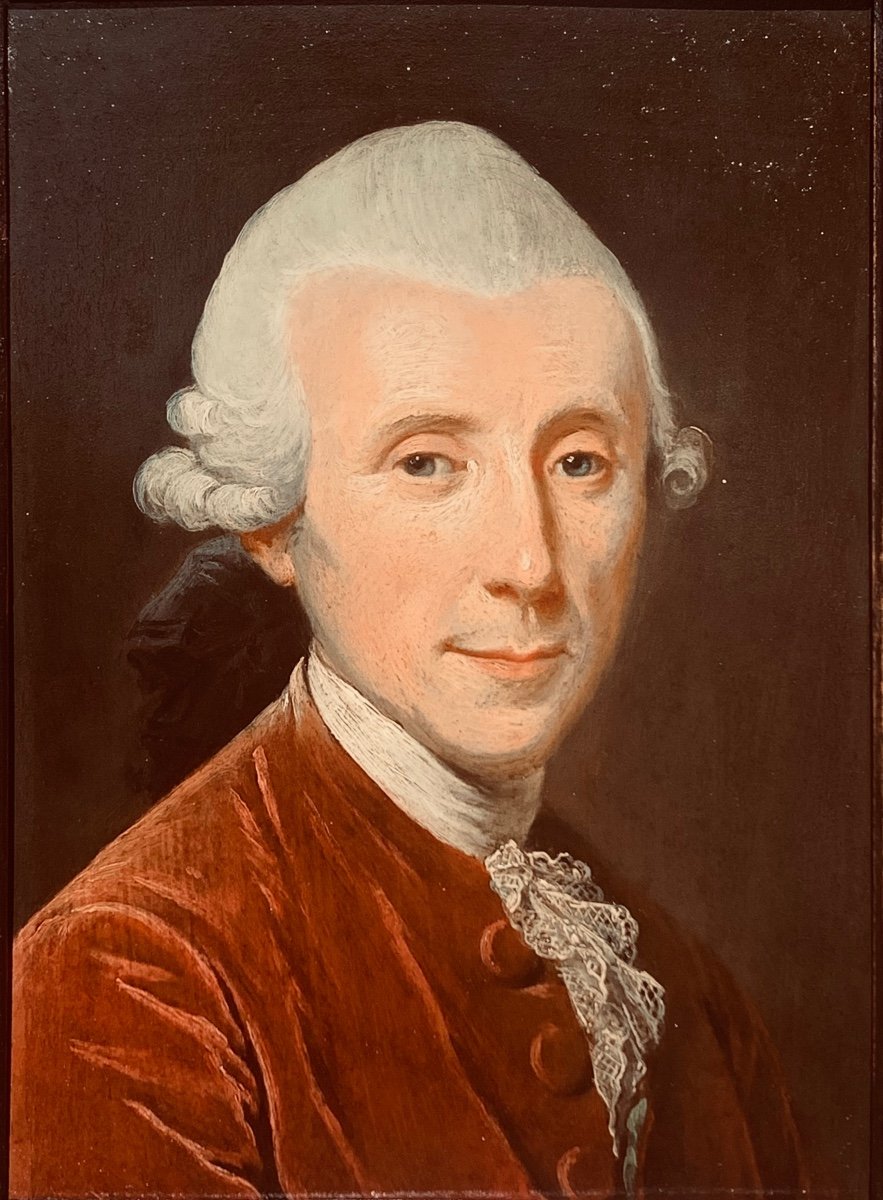 Portrait Of A Man. Oil Copper 15x20. Late 18th Century.-photo-2