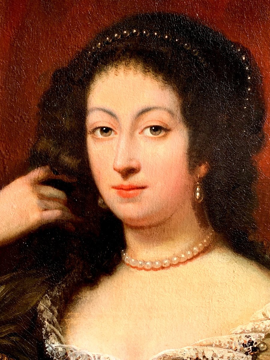 Henri Gascard 1635-1701, Attributed To. Présumés Portrait Of Christine ,queen Of Sweden.-photo-3