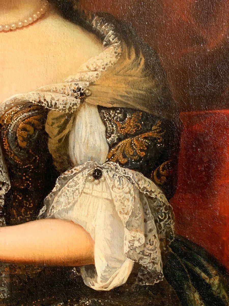 Henri Gascard 1635-1701, Attributed To. Présumés Portrait Of Christine ,queen Of Sweden.-photo-1