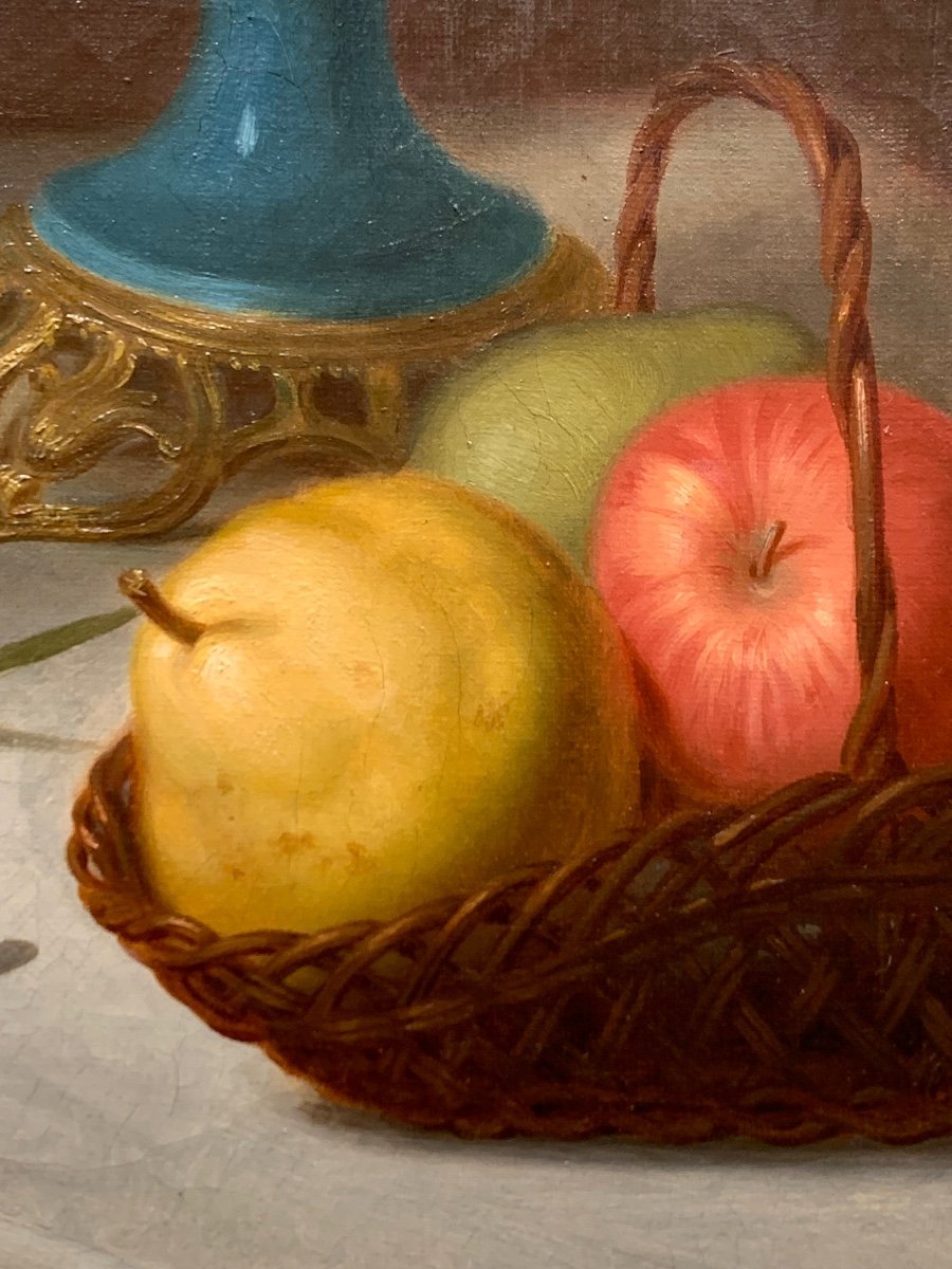 Stilo Life With Sevres Vase.oil On Canvas  64x54. Leon Brunel-roque (1822-?)-photo-3