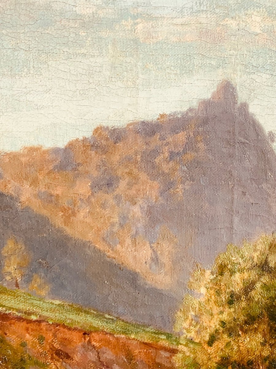 View Of Sacra Di San Michele. Signed Carlo Nogaro 1872. Oil Canvas 96x68-photo-1