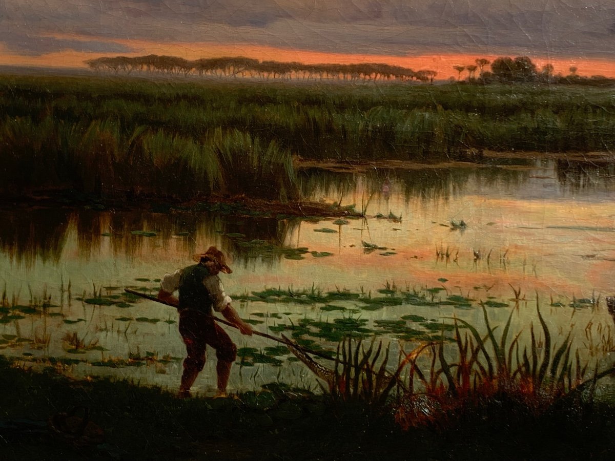 Ferdinand Chaigneau.1830-1906. Paysage Avec Pêcheur..hst 119x85-photo-4