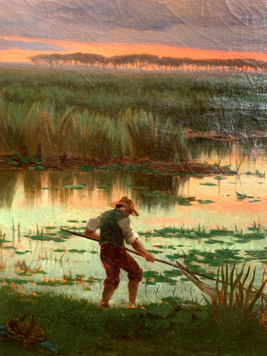 Ferdinand Chaigneau.1830-1906. Paysage Avec Pêcheur..hst 119x85-photo-1