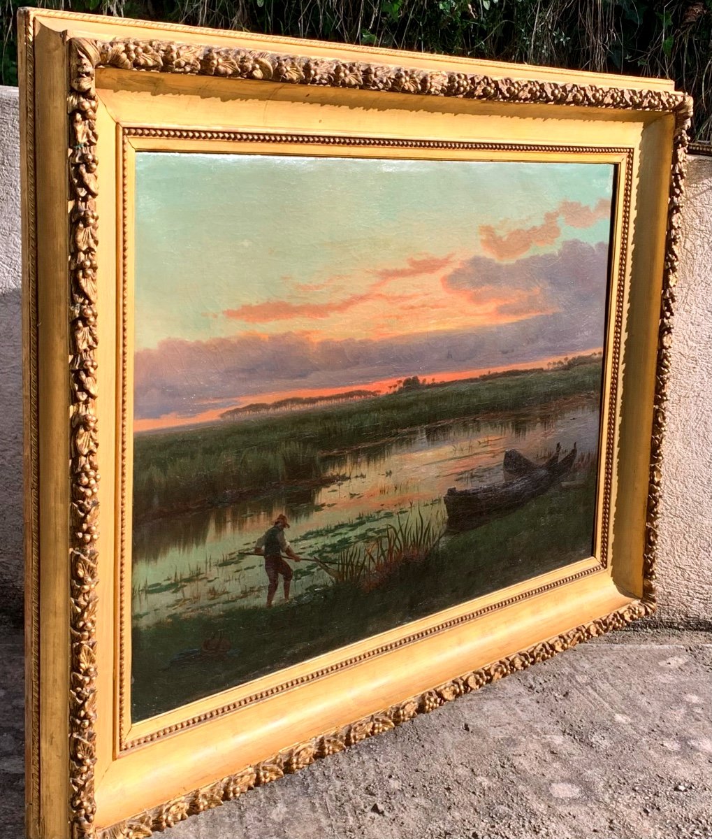 Ferdinand Chaigneau.1830-1906. Paysage Avec Pêcheur..hst 119x85-photo-2