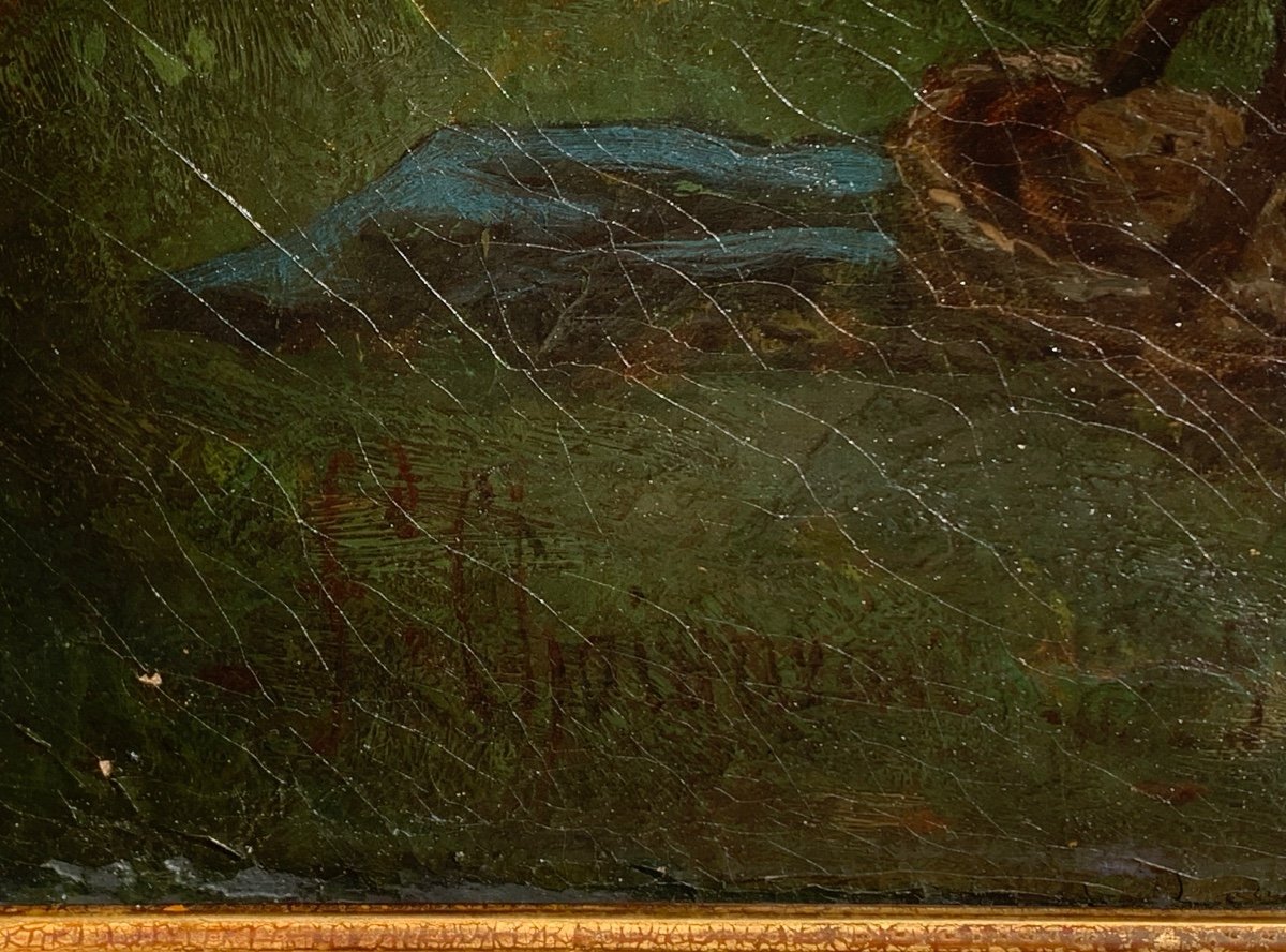 Ferdinand Chaigneau.1830-1906. Paysage Avec Pêcheur..hst 119x85-photo-3