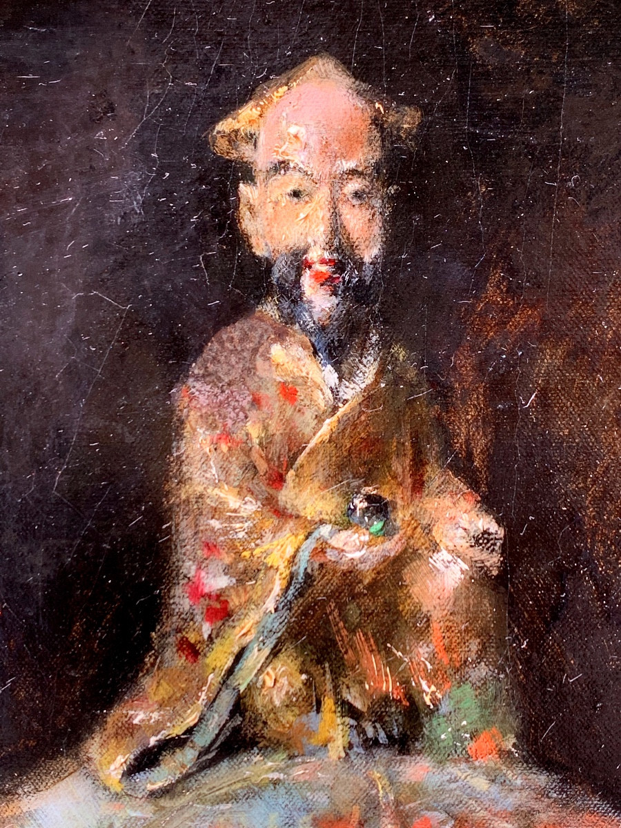 François Martin-Kavel 1861-1931.Coupe Satzuma Et Bijoux. Huile Sur Toile 73x60-photo-3